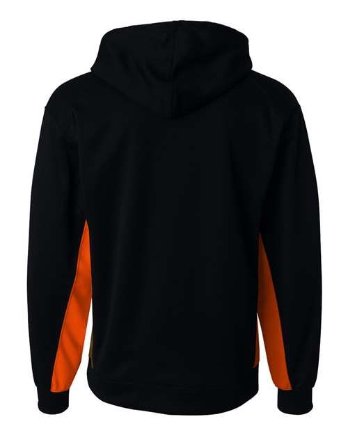Badger 1454 Men's Performance Fleece Hooded Sweatshirt - Black/ Burnt Orange - back