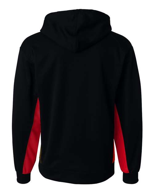 Badger 1454 Men's Performance Fleece Hooded Sweatshirt - Black/ Red - back