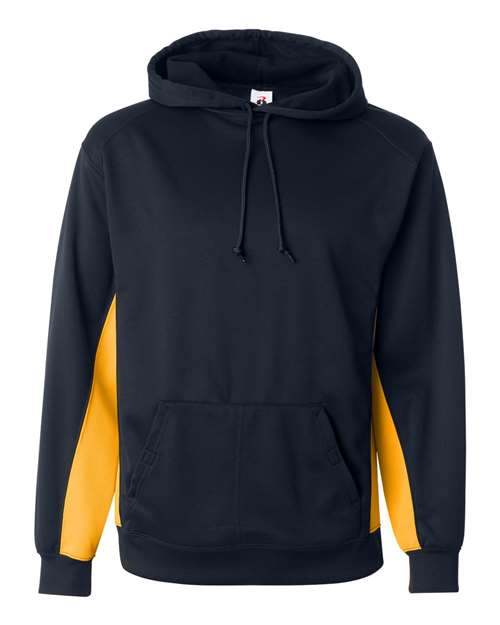 Badger 1454 Men's Performance Fleece Hooded Sweatshirt - Navy/ Gold - front
