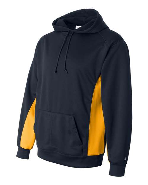 Badger 1454 Men's Performance Fleece Hooded Sweatshirt - Navy/ Gold - side