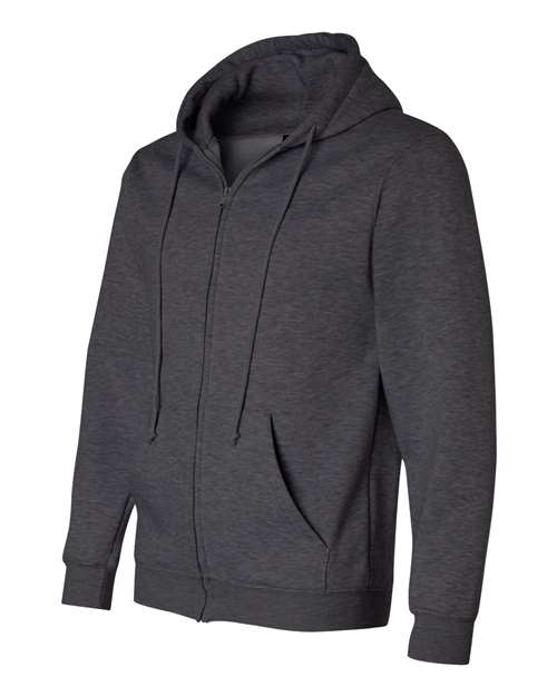 Bayside 900 Unisex USA-Made Full-Zip Hooded Sweatshirt - Charcoal Heather - side