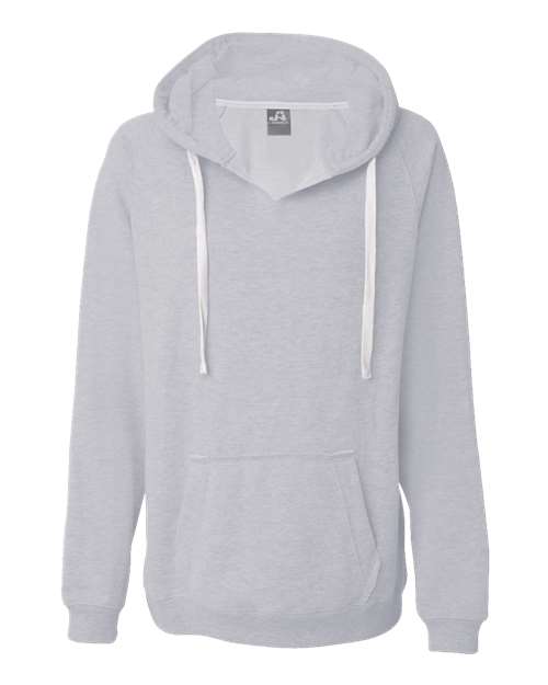 J. America 8836 Women's Sueded V-Neck Hooded Sweatshirt - Oxford - front