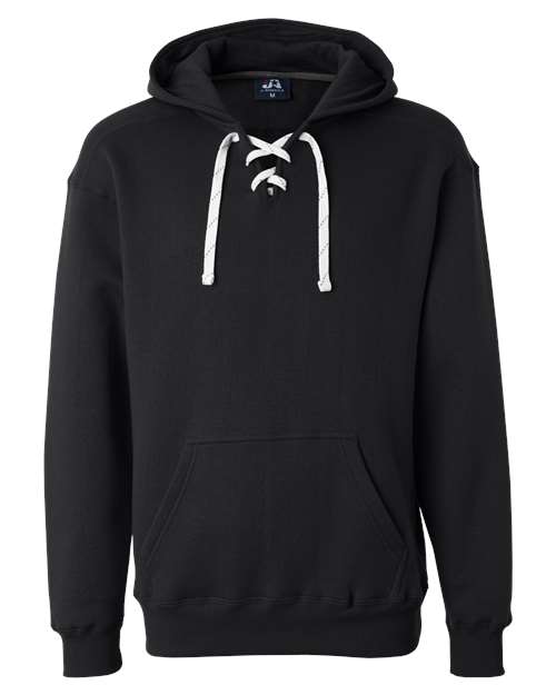 J. America 8830 Men's Sport Lace Hooded Sweatshirt - Black - front