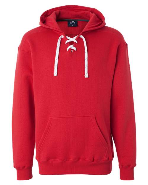 J. America 8830 Men's Sport Lace Hooded Sweatshirt - Red - front