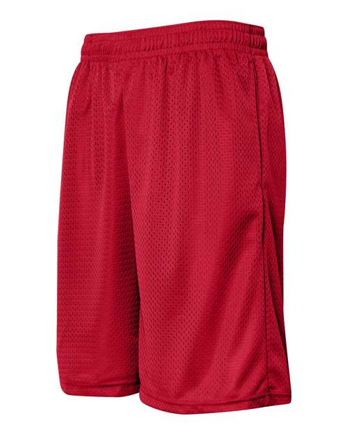 Badger 7219 Men's Pro Mesh 9" Shorts with Pockets - Red - side