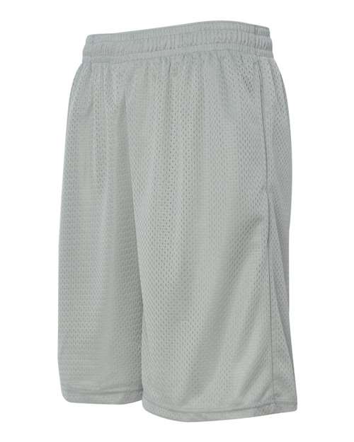 Badger 7219 Men's Pro Mesh 9" Shorts with Pockets - Silver - side
