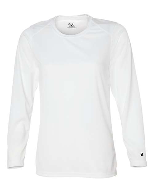 Badger 4164 Women's B-Core Long Sleeve T-Shirt - White - front