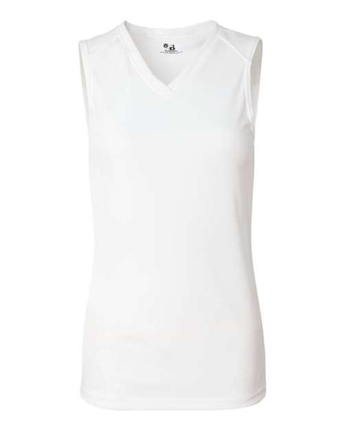 Badger 4163 Women's B-Core Sleeveless T-Shirt - White - front