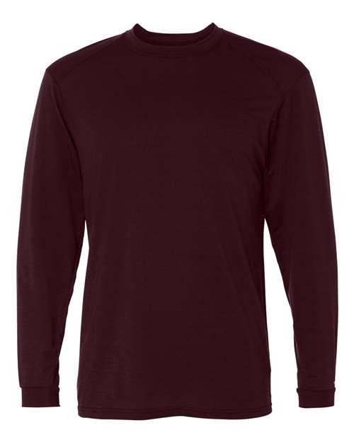 Badger 4804 Men's B-Tech Cotton-Feel Long Sleeve T-Shirt - Maroon - front