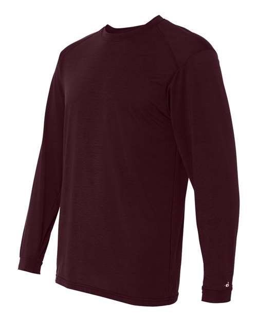 Badger 4804 Men's B-Tech Cotton-Feel Long Sleeve T-Shirt - Maroon - side