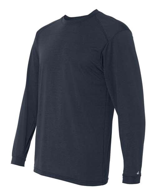 Badger 4804 Men's B-Tech Cotton-Feel Long Sleeve T-Shirt - Navy - side