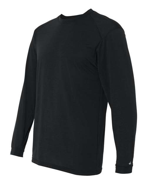 Badger 4804 Men's B-Tech Cotton-Feel Long Sleeve T-Shirt - Black - side