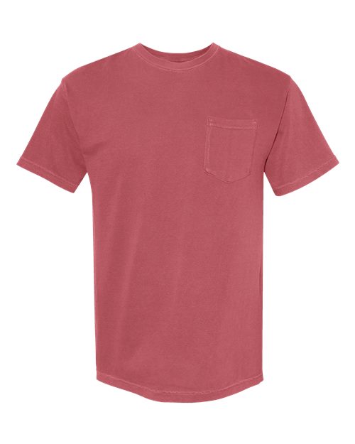 Comfort Colors 6030 Unisex Garment-Dyed Heavyweight Pocket T-Shirt - Crimson - front
