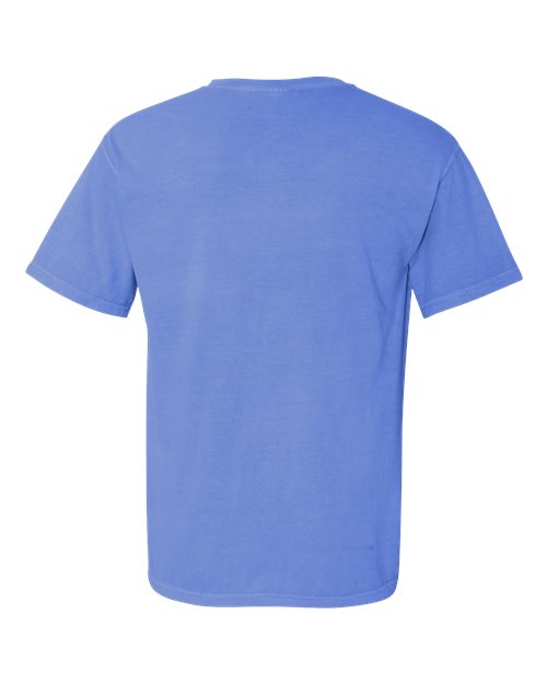 Comfort Colors 6030 Unisex Garment-Dyed Heavyweight Pocket T-Shirt - Flo Blue - back