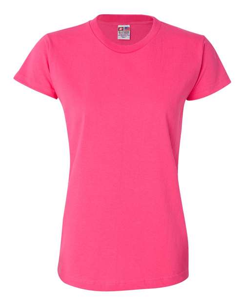 Bayside 3325 Women's USA-Made T-Shirt - Bright Pink - front