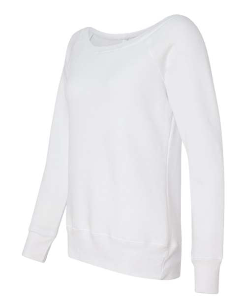 BELLA + CANVAS 7501 Women’s Sponge Fleece Wide Neck Sweatshirt - Solid White Triblend - side