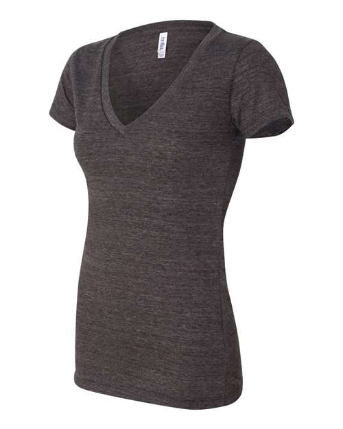 BELLA + CANVAS 8435 Women’s Triblend Deep V-Neck Tee - Charcoal Black Triblend - side