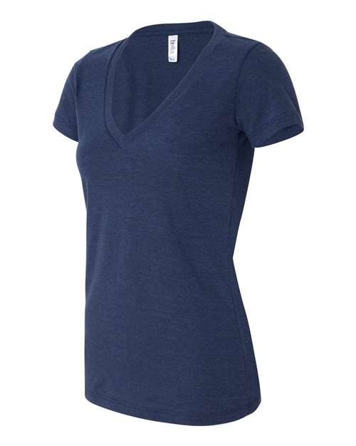 BELLA + CANVAS 8435 Women’s Triblend Deep V-Neck Tee - Navy Triblend - side