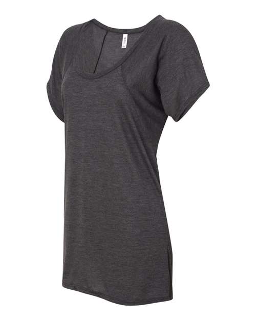 BELLA + CANVAS 8801 Women’s Flowy Raglan Tee - Dark Grey Heather - side
