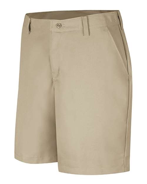 Red Kap PT27 Women's Plain Front 8" Shorts - Tan - front