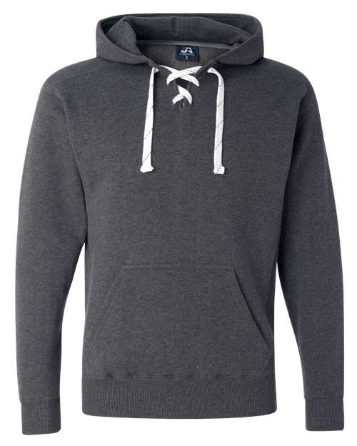 J. America 8830 Men's Sport Lace Hooded Sweatshirt - Charcoal Heather - front