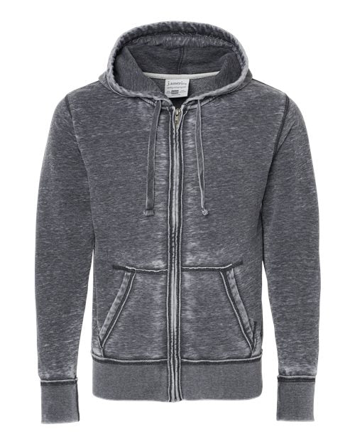 J. America 8916 Men's Vintage Zen Fleece Full-Zip Hooded Sweatshirt - Dark Smoke - front