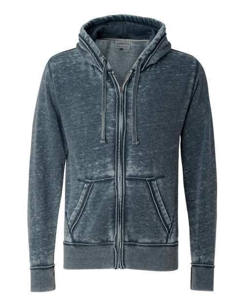 J. America 8916 Men's Vintage Zen Fleece Full-Zip Hooded Sweatshirt - Vintage Navy - front