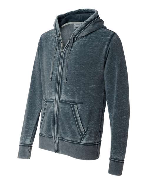 J. America 8916 Men's Vintage Zen Fleece Full-Zip Hooded Sweatshirt - Vintage Navy - side