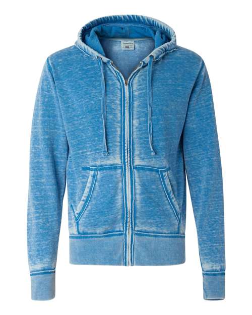 J. America 8916 Men's Vintage Zen Fleece Full-Zip Hooded Sweatshirt - Royal - front
