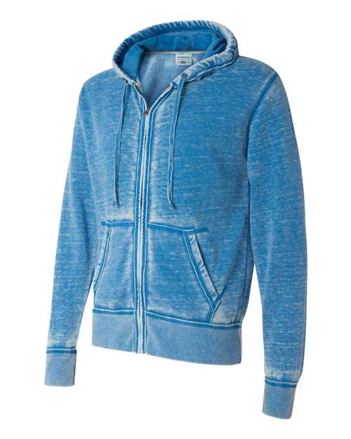 J. America 8916 Men's Vintage Zen Fleece Full-Zip Hooded Sweatshirt - Royal - side