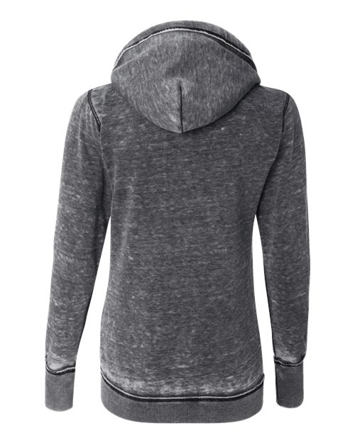 J. America 8913 Women's Zen Fleece Full-Zip Hooded Sweatshirt - Dark Smoke - back