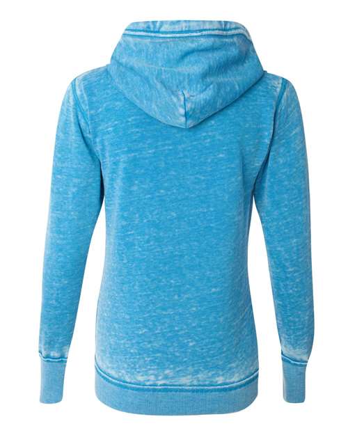 J. America 8913 Women's Zen Fleece Full-Zip Hooded Sweatshirt - Oceanberry - back