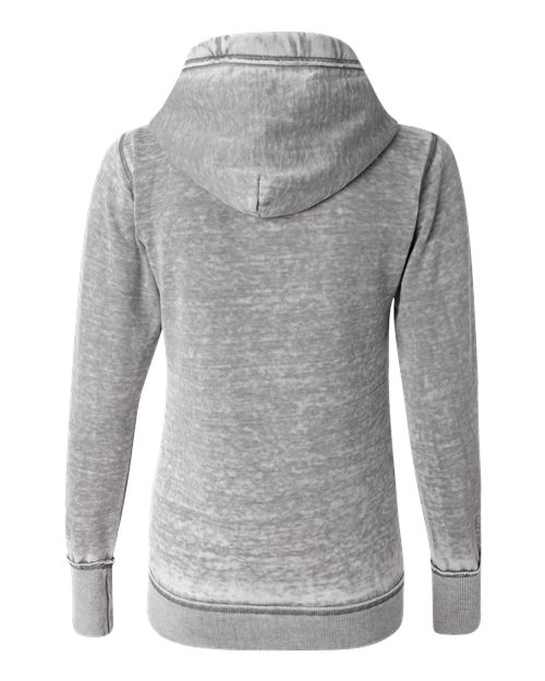 J. America 8913 Women's Zen Fleece Full-Zip Hooded Sweatshirt - Cement - back