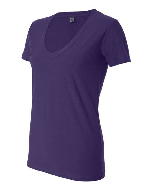 J. America 8169 Women's V-Neck Slub T-Shirt - Very Berry - side