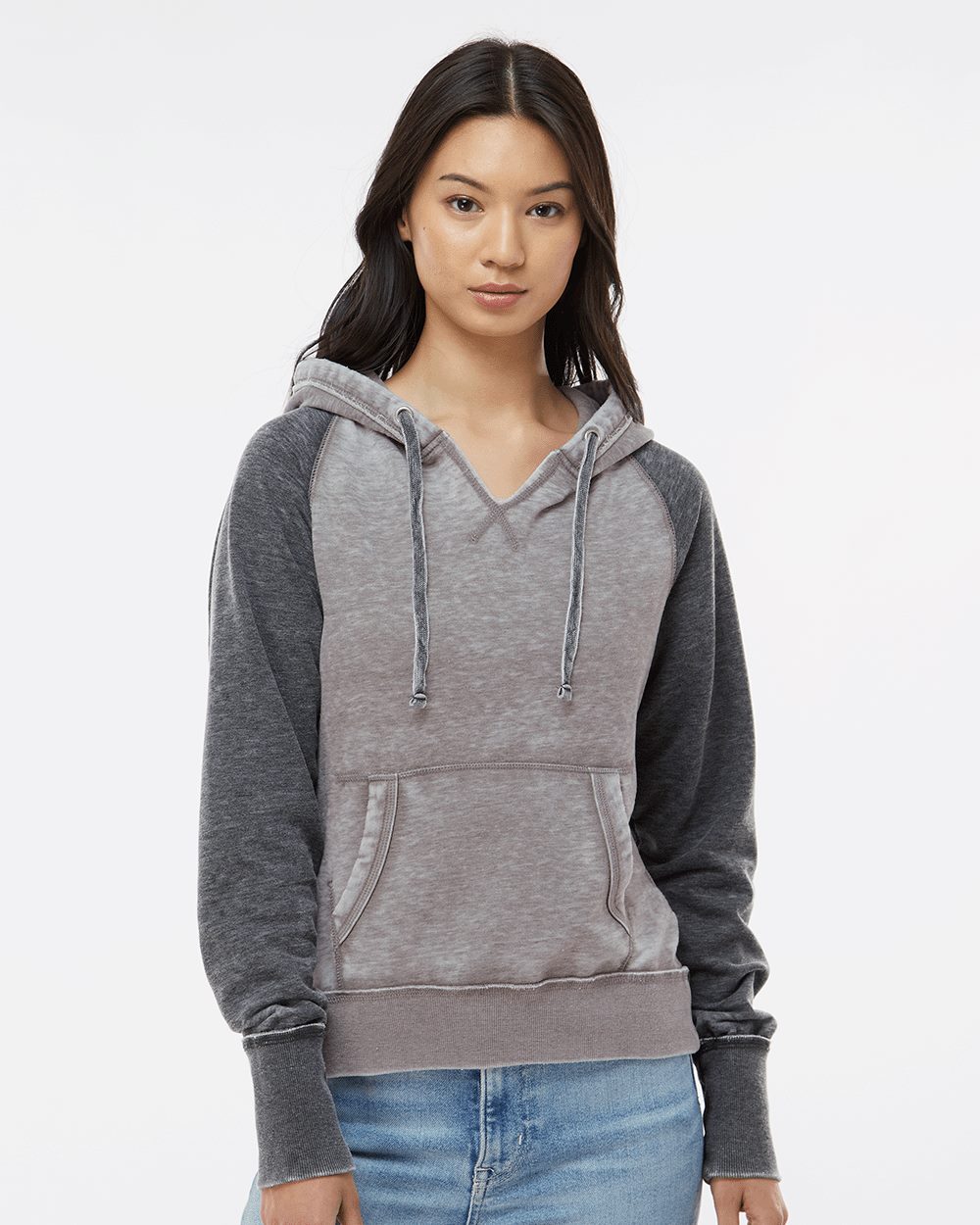 J. America 8926 Women's Zen Fleece Raglan Hooded Sweatshirt - style
