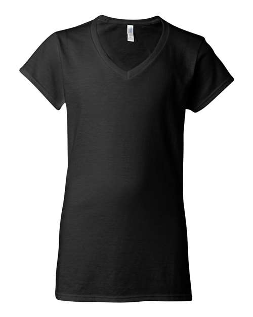 Gildan 64V00L Women's Softstyle® V-Neck T-Shirt - Black - front