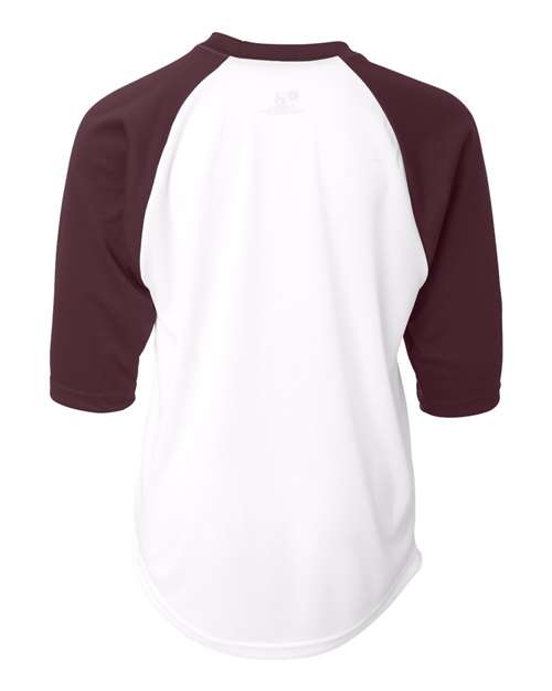 Badger 2133 Youth B-Core Three-Quarter Sleeve Baseball T-Shirt - White/ Maroon - back