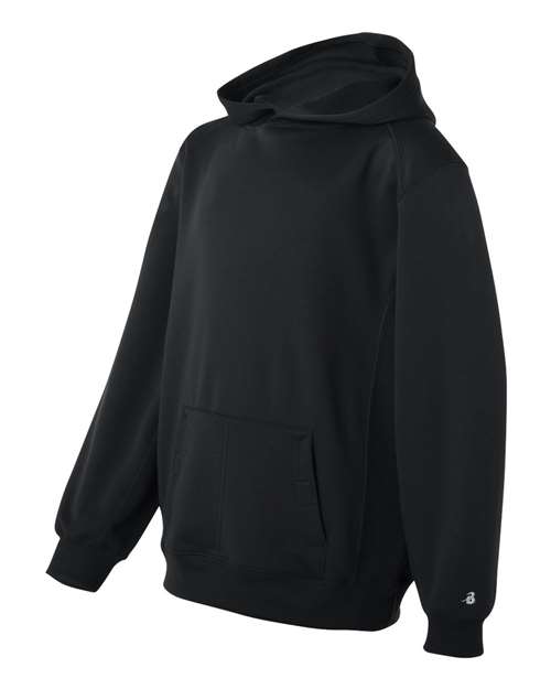 Badger 2454 Youth Performance Fleece Hooded Sweatshirt - Black - side