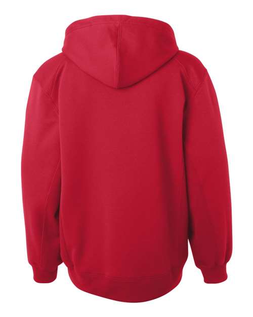 Badger 2454 Youth Performance Fleece Hooded Sweatshirt - Red - back
