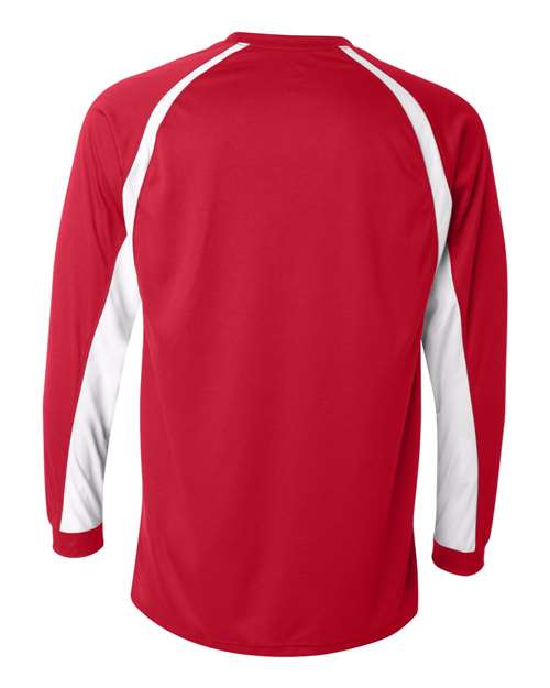 Badger 4154 Men's B-Core Hook Long Sleeve T-Shirt - Red/ White - back