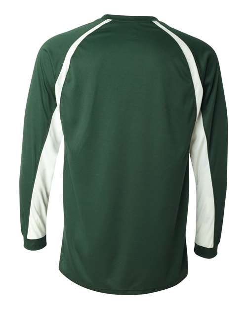 Badger 4154 Men's B-Core Hook Long Sleeve T-Shirt - Forest/ White - back