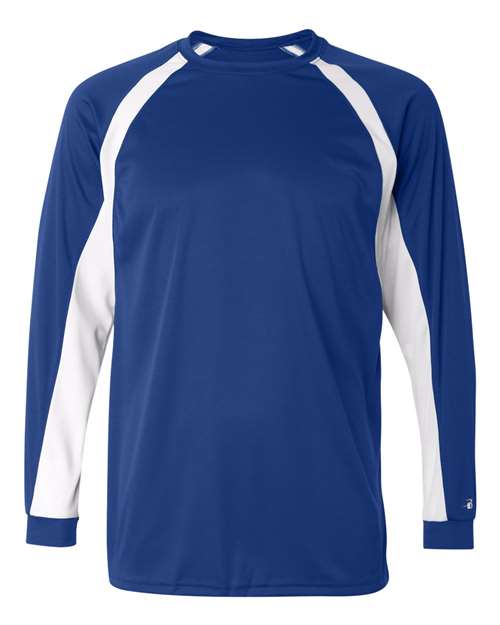 Badger 4154 Men's B-Core Hook Long Sleeve T-Shirt - Royal/ White - front