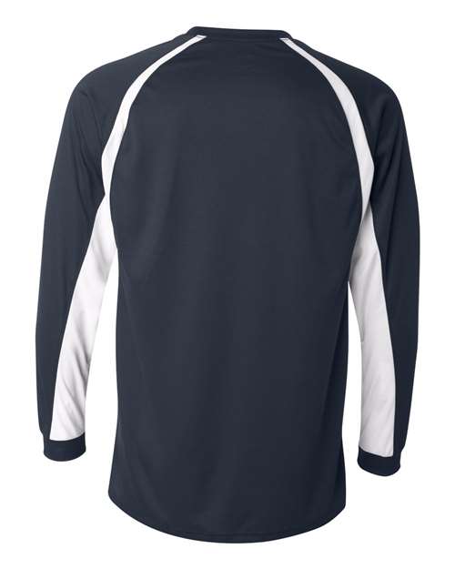 Badger 4154 Men's B-Core Hook Long Sleeve T-Shirt - Navy/ White - back