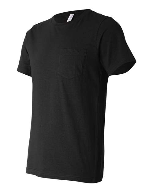 BELLA + CANVAS 3021 Men's Jersey Pocket Tee - Black - side