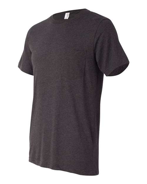 BELLA + CANVAS 3021 Men's Jersey Pocket Tee - Dark Grey Heather - side