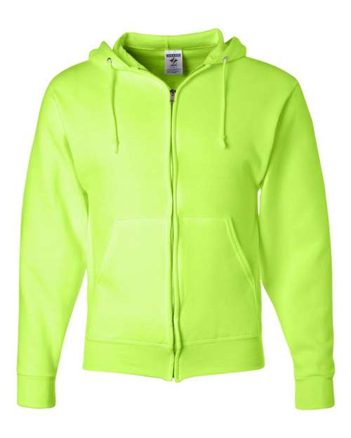 JERZEES 993MR Unisex NuBlend® Full-Zip Hooded Sweatshirt - Safety Green - front