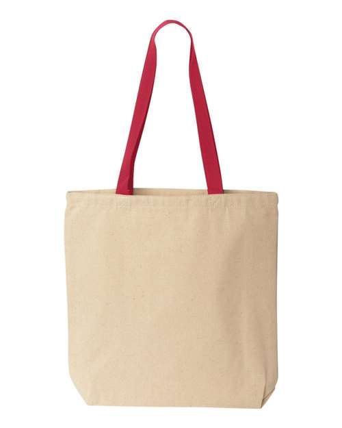 Liberty Bags 8868 Natural Tote with Contrast-Color Handles - Natural/ Red - back
