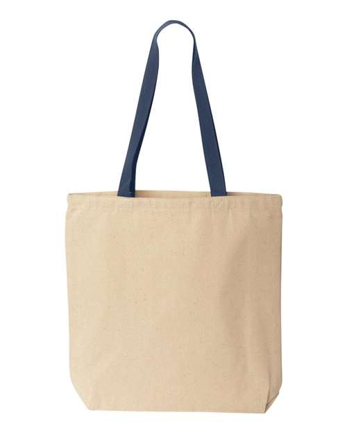 Liberty Bags 8868 Natural Tote with Contrast-Color Handles - Natural/ Navy - back