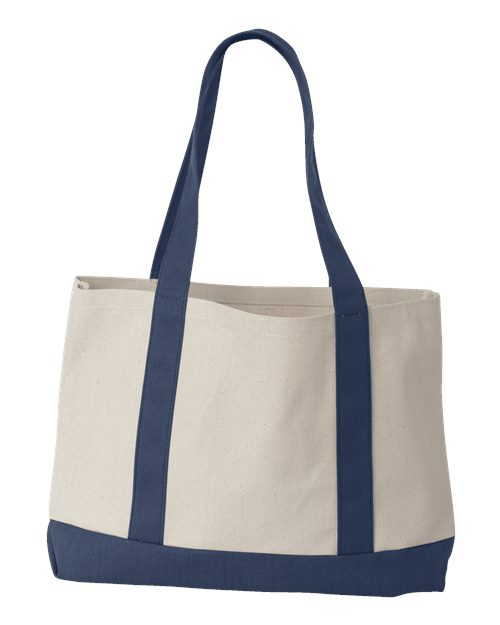 Liberty Bags 8869 Leeward Boater Tote - Natural/ Navy - back