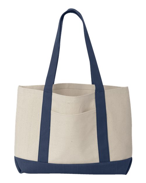 Liberty Bags 8869 Leeward Boater Tote - Natural/ Navy - front